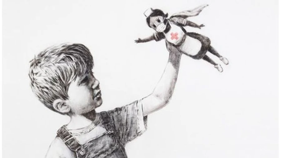 В английской больнице появилась новая картина Бэнкси, она посвящена медикам