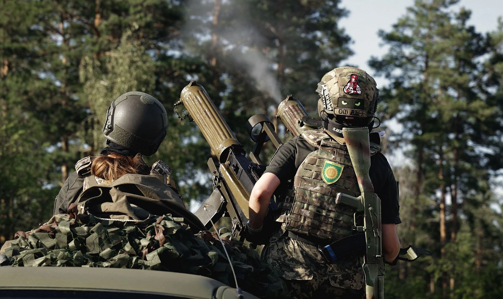 How female volunteers from Bucha Territorial Defence Forces destroy Shahed drones with Maxim machine guns