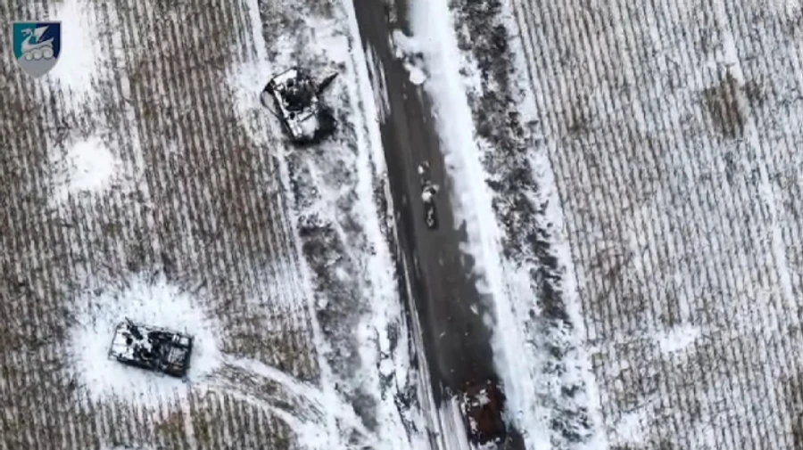Ukrainian marines show graveyard of destroyed Russian military equipment in Kursk Oblast – video