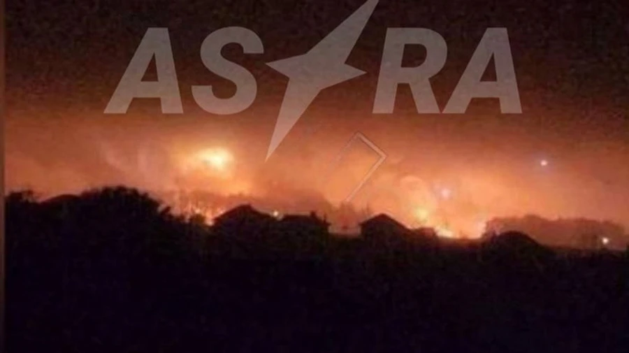 Air base in Russia's Lipetsk Oblast on fire after drone attack – video