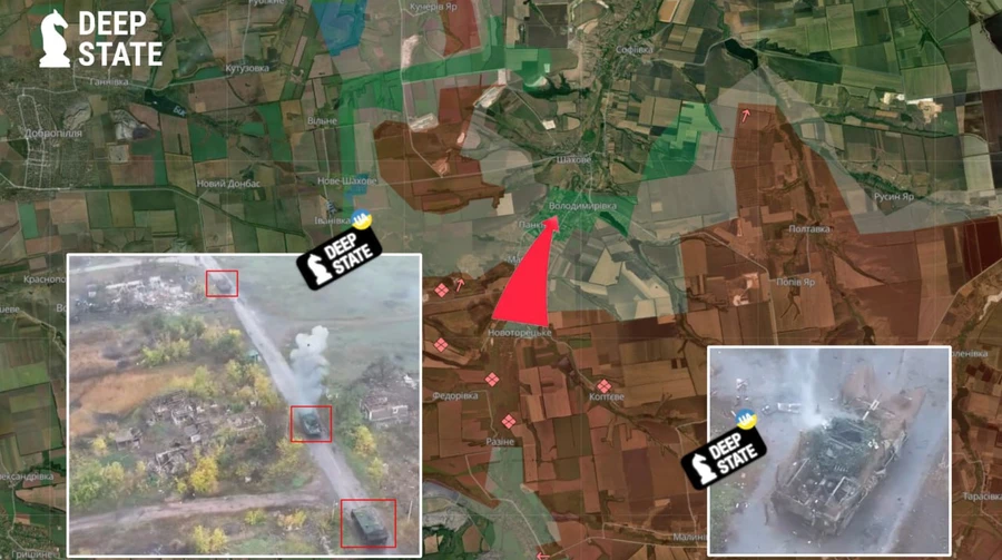 Russians launch several assaults on Volodymyrivka in Donetsk Oblast using armoured vehicles