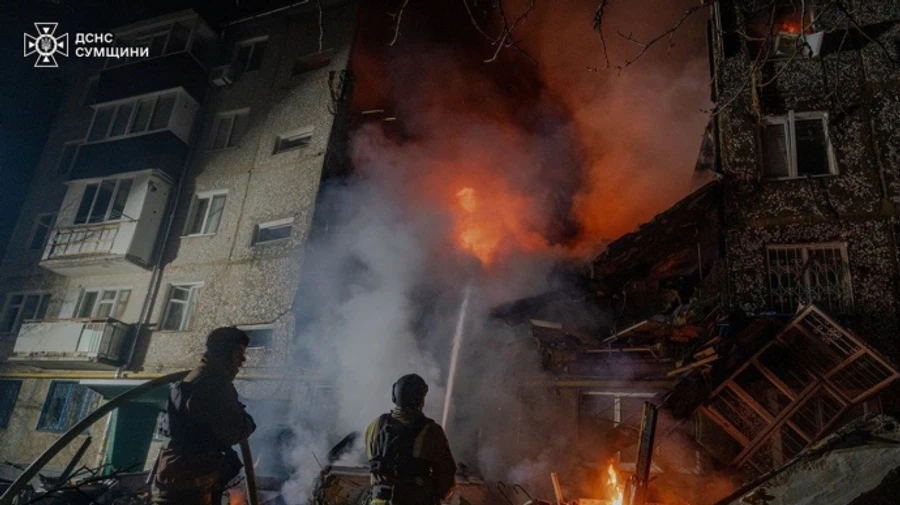 Search and rescue operation complete in 5-storey building hit by UAV in Sumy