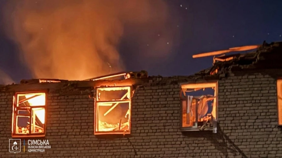 Russian drones hit educational institution in Sumy, causing destruction and fires