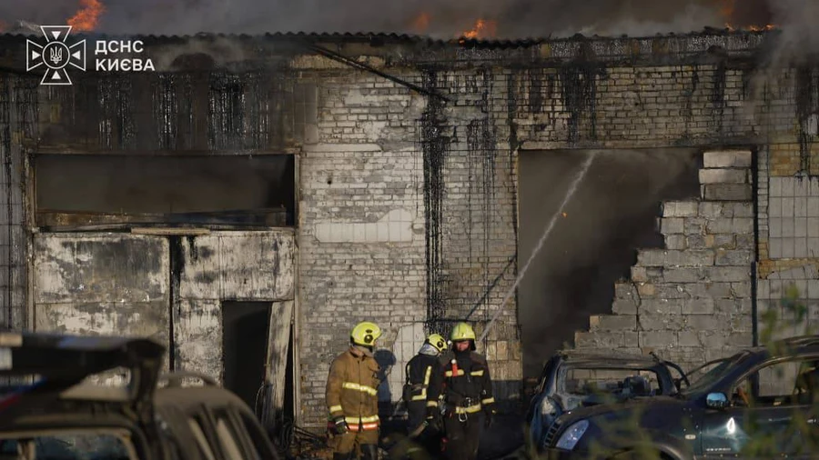 Warehouses burn in four Kyiv districts following Russian attack