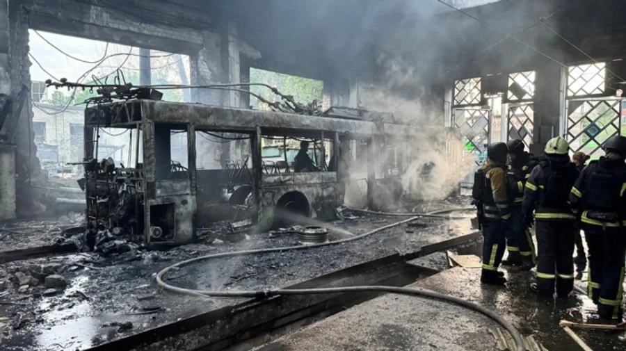 Russia attacks Kharkiv trolleybus depot with drones: 18 vehicles damaged, injuries reported – photos