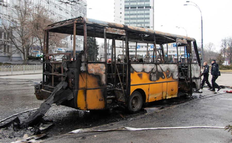 В Киеве на ходу загорелась маршрутка