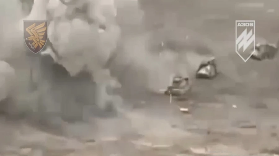 Azov soldiers post video of Russian convoy being smashed and Russian tank being captured