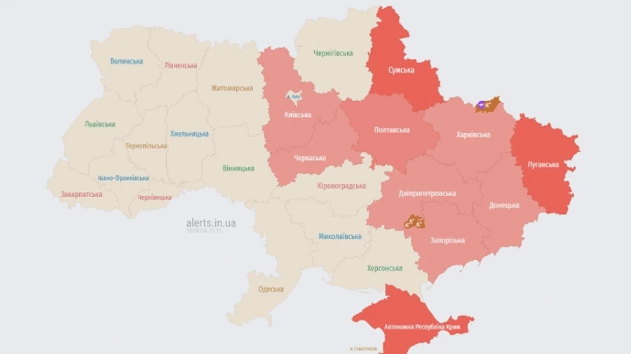 В 9 областях звучала тревога из-за угрозы баллистики и дронов 