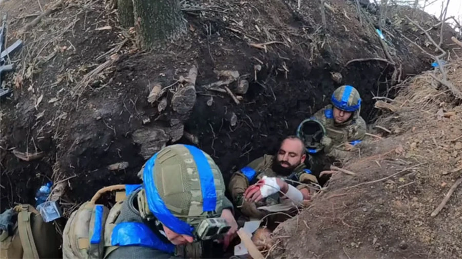 Ukrainian director and serviceman Oleh Sentsov shows video of heavy battle near Avdiivka