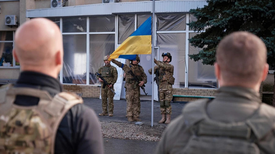 Ukrainian flag officially raised over liberated Lyman