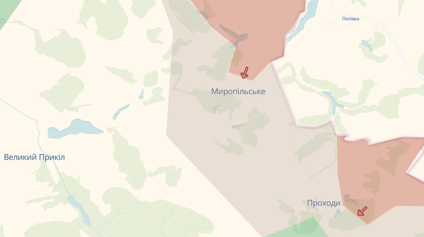 DeepState: Росіяни просунулись поблизу трьох населених пунктів на Сумщині