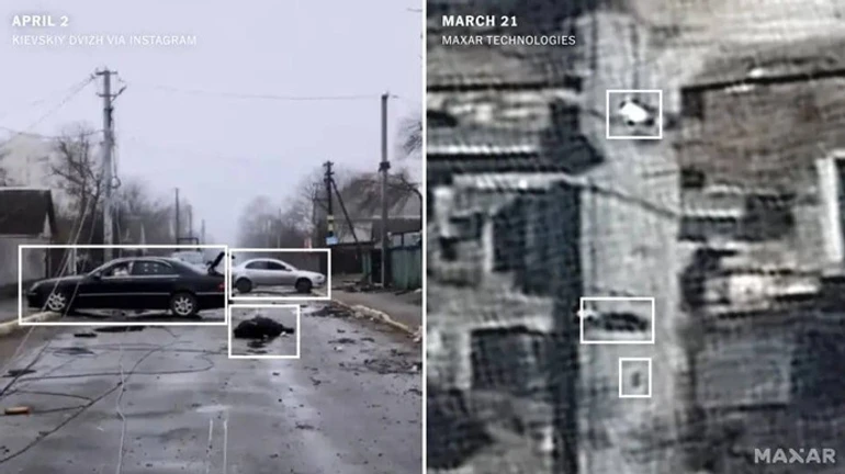 Тіла вбитих з'явилися на вулицях Бучі у період окупації міста військами РФ – знімки супутника