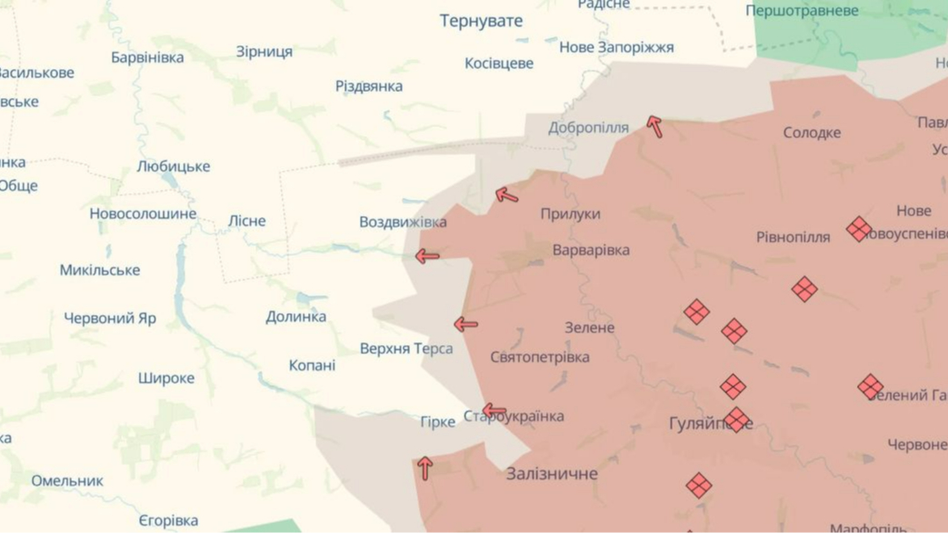 DeepState: Війська РФ просунулись біля двох сіл в Запорізькій області
