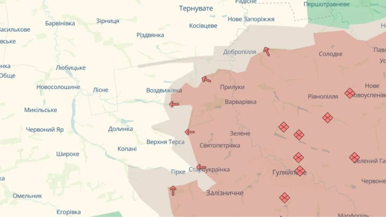 DeepState: Війська РФ просунулись біля двох сіл в Запорізькій області