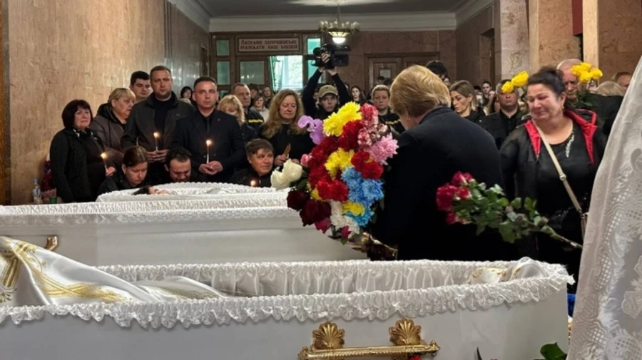 Funeral held for three siblings killed in Russian strike on Zhytomyr Oblast
