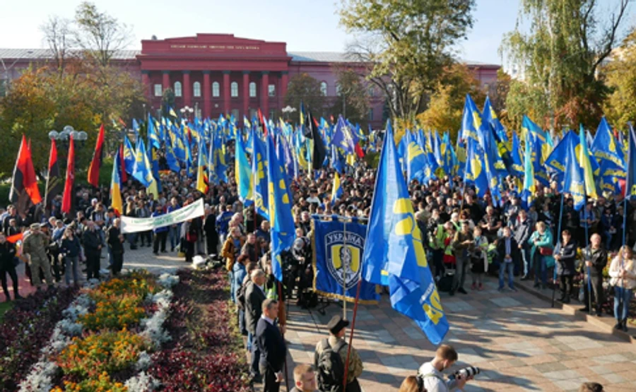 В центре Киева националисты собрались на марш 
