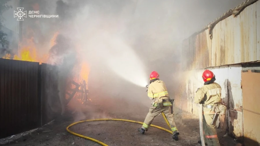 Russian drone strike sparks fire at Chernihiv industrial facility