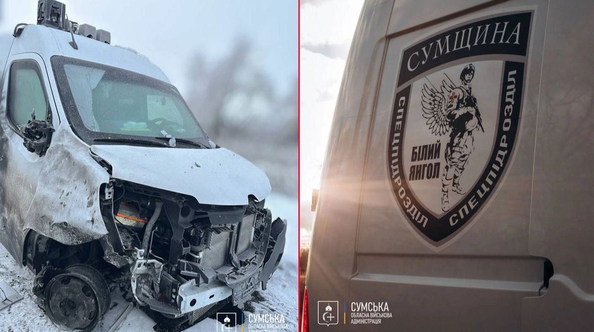 Russian drone strikes civilian evacuation vehicle in Sumy Oblast, injuring police officers