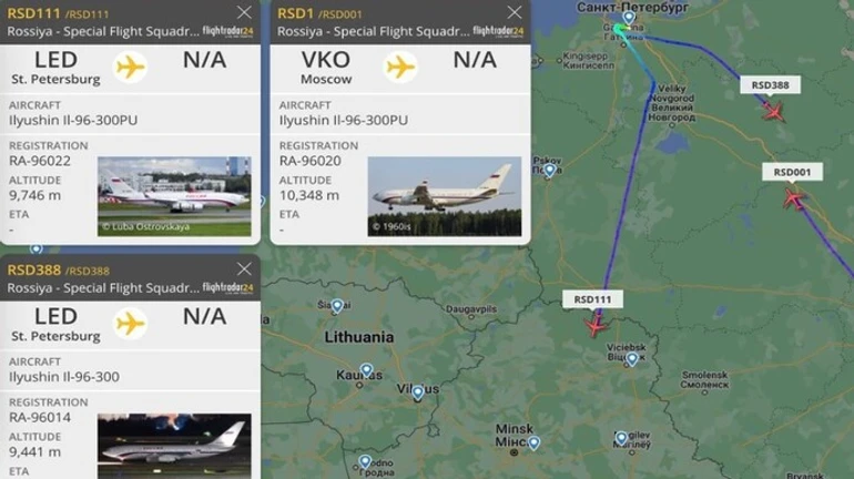 Three Putin's planes take off at once to conceal his true route to Belarus