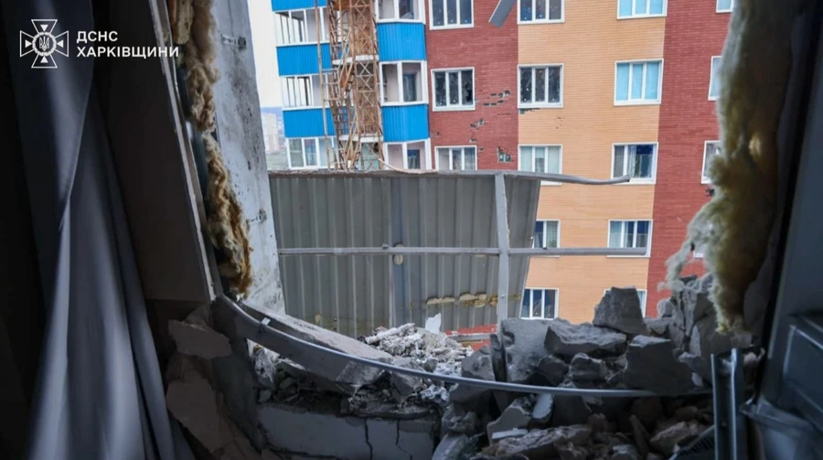 Woman injured as Russian drone hits balcony of Kharkiv apartment block