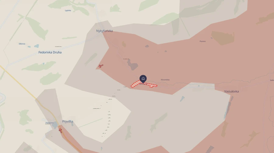 The village of Bondarne on an interactive map of the hostilities in Ukraine. Screenshot: DeepState
