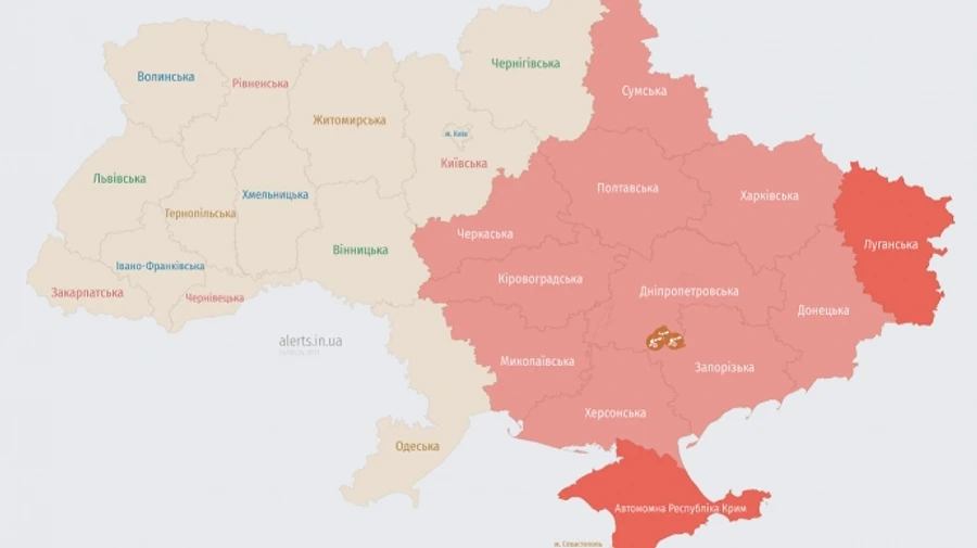 В части страны была объявлена воздушная тревога из-за угрозы баллистики