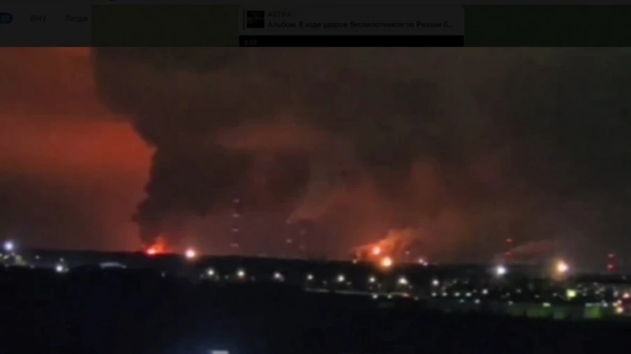 Oil refinery in Russia's Ryazan burns after drone attack – videos