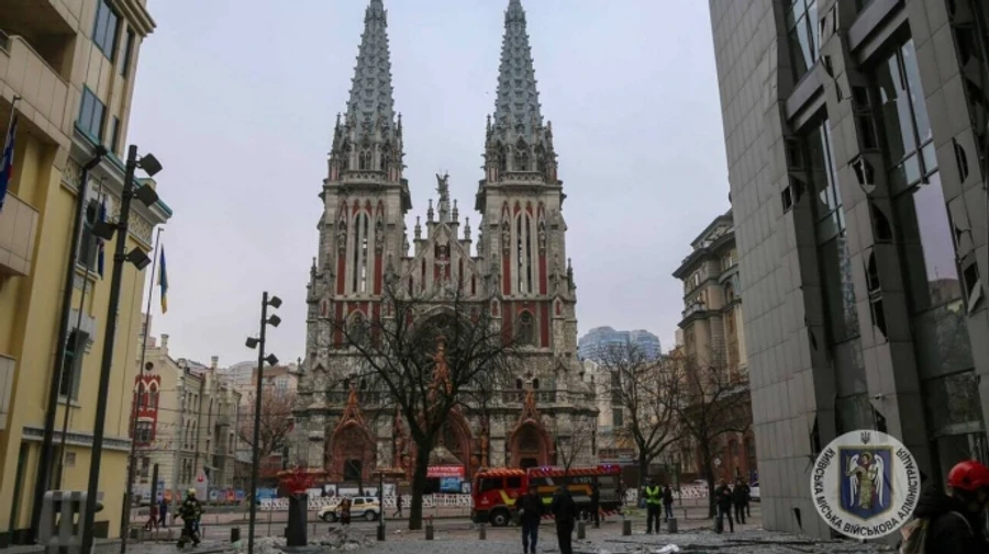 Church of St Nicholas damaged in Russian missile strike on Kyiv – photos