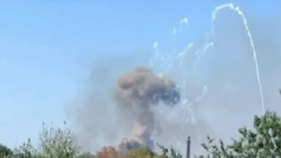 Explosion occurs at military storage points in deep rear in Luhansk Oblast