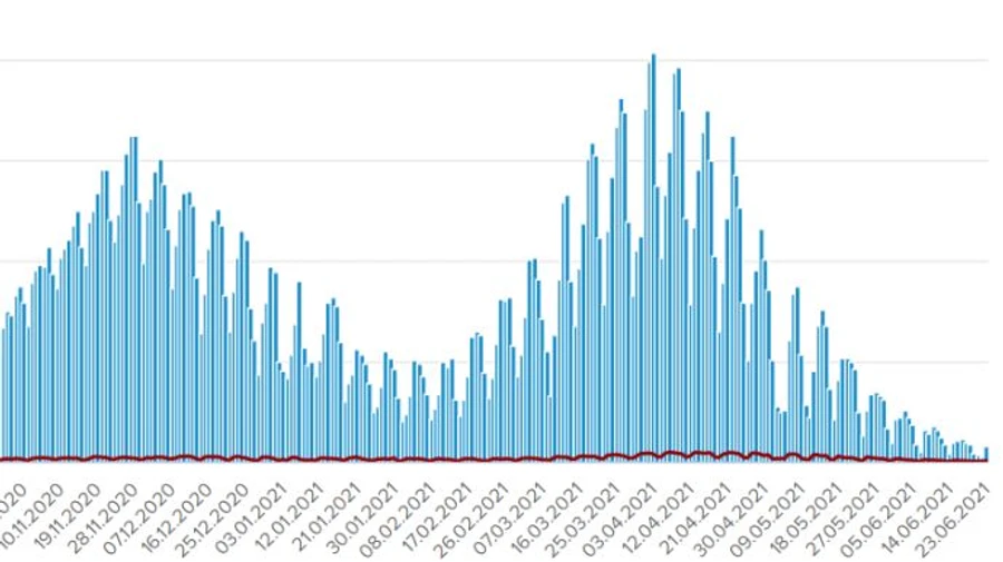 После праздников в Украине зафиксировали 835 больных COVID и 70 смертей за сутки