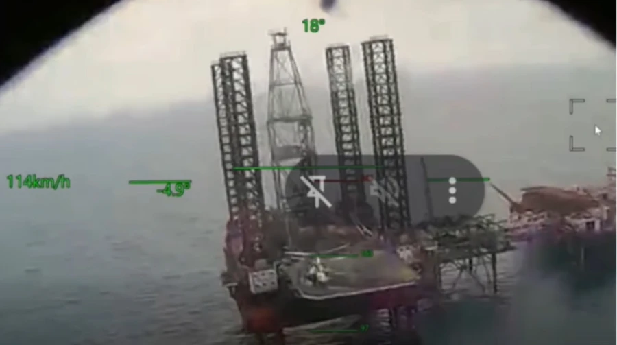 Ukrainian military share footage of Russian helicopter being destroyed by drones over Black Sea