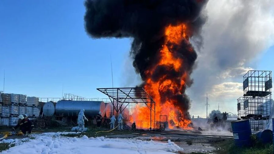 Fire in Boryspil at enterprise near railway station; it is not a strike, mayor says