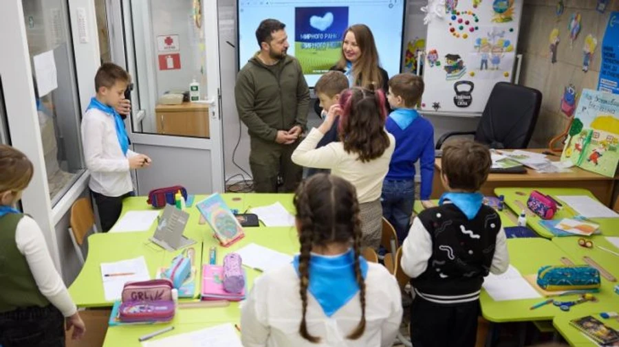 Zelenskyy visits school set up in Kharkiv's metro