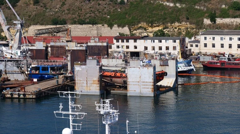 Floating dock carrying ship sinks in Sevastopol Bay