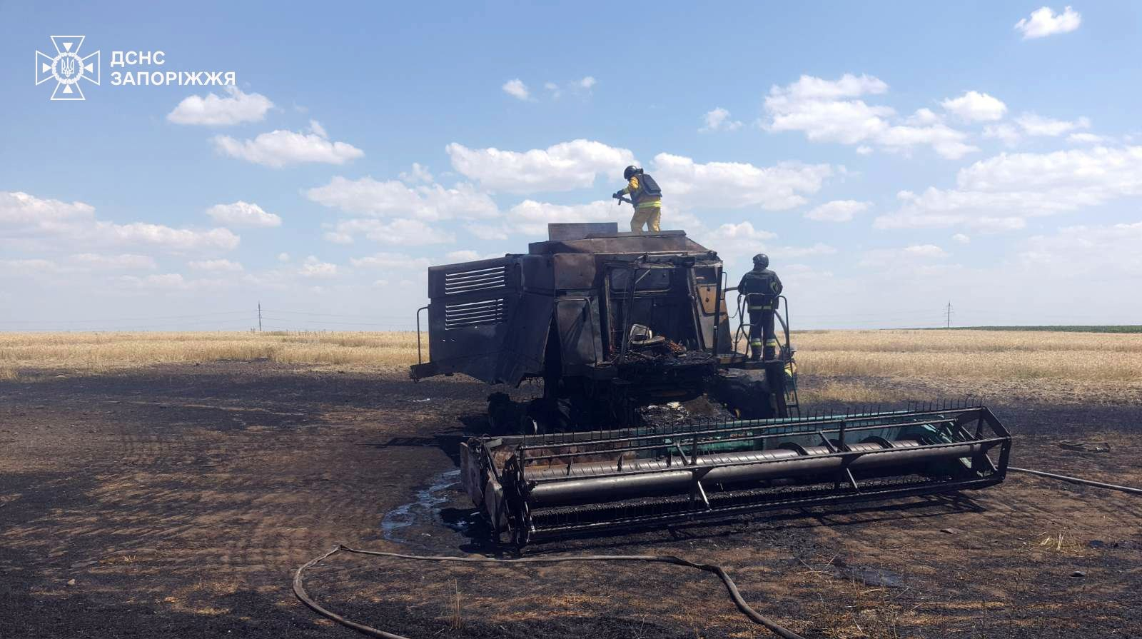 Man injured as Russian drone destroys combine harvester in Zaporizhzhia Oblast