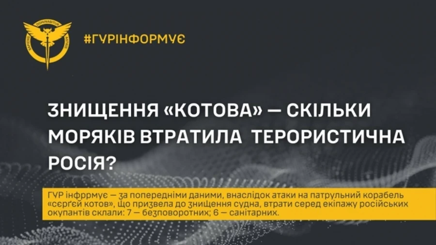 7 загинули, ще 6 поранені: у ГУР розповіли про втрати РФ після знищення корабля Сергій Котов