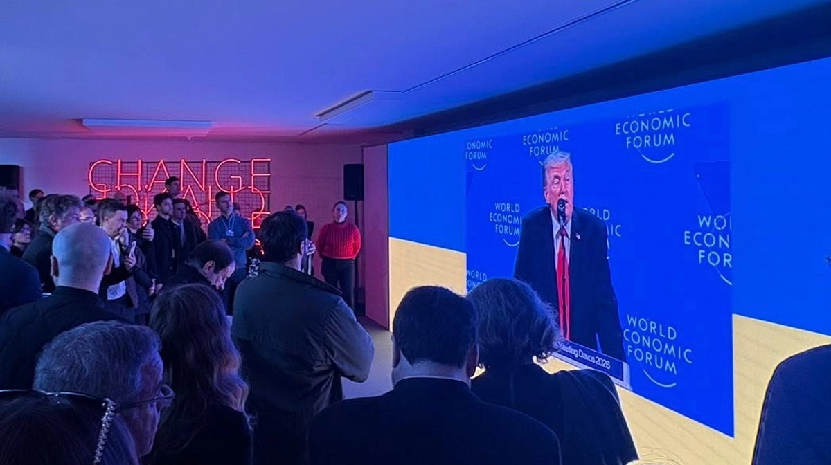 Ukrainian artists' installation at World Economic Forum shows drone attacks on European cities