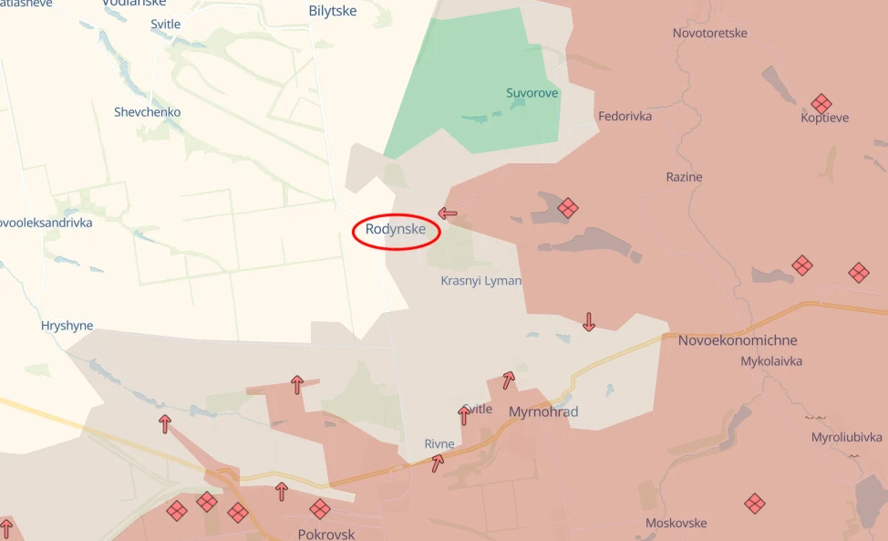 The city of Rodynske.