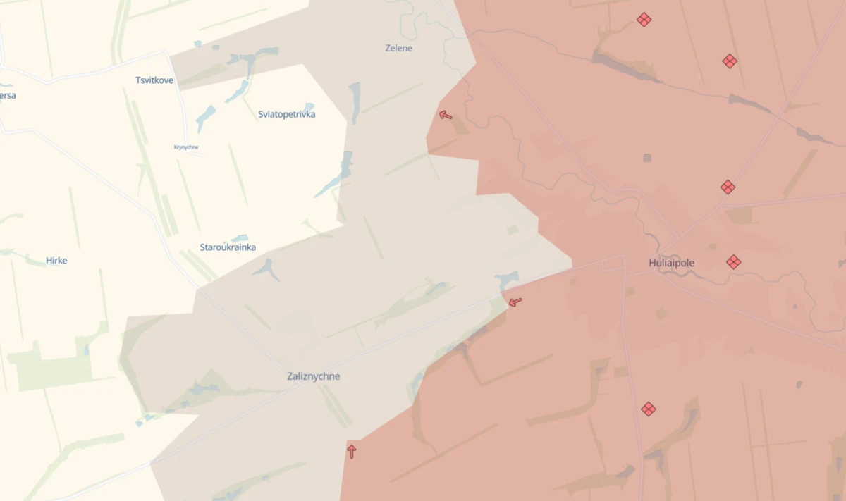 The latest Russian advances in Zaporizhzhia Oblast.