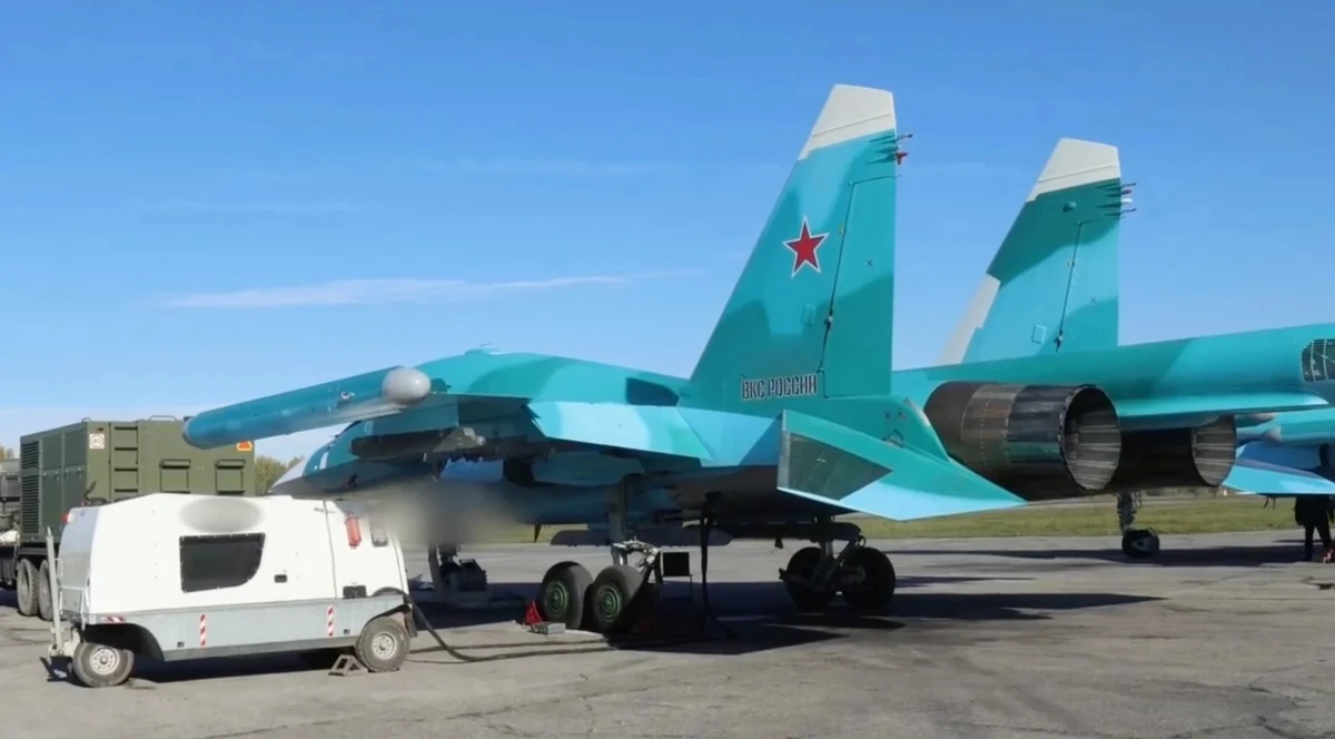 Su-34 fighter-bombers that Russia claims were delivered to its Aerospace Forces in October