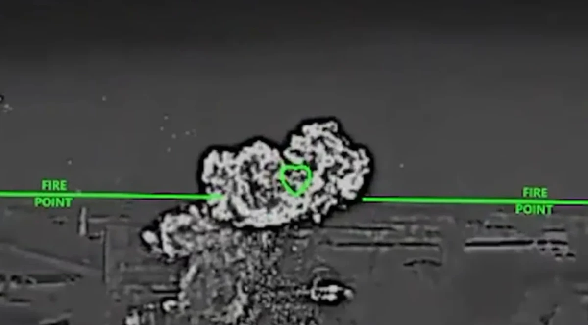 An explosion after the Ukrainian Unmanned Systems Forces' strike on Snizhne