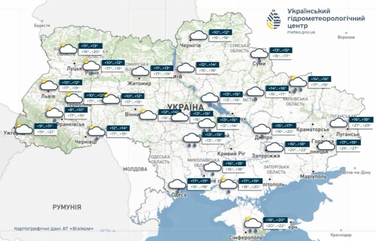 прогноз погоди на 14 вересня, Укргідрометцентр