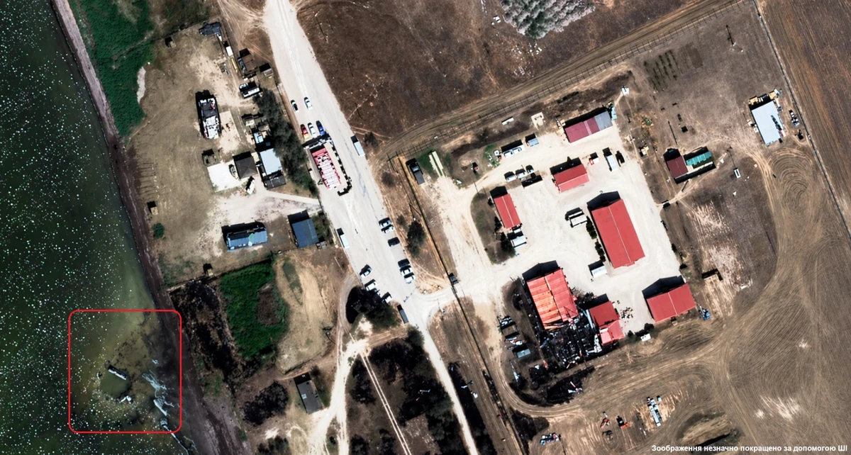 Satellite image after the strike (slightly enhanced with AI).