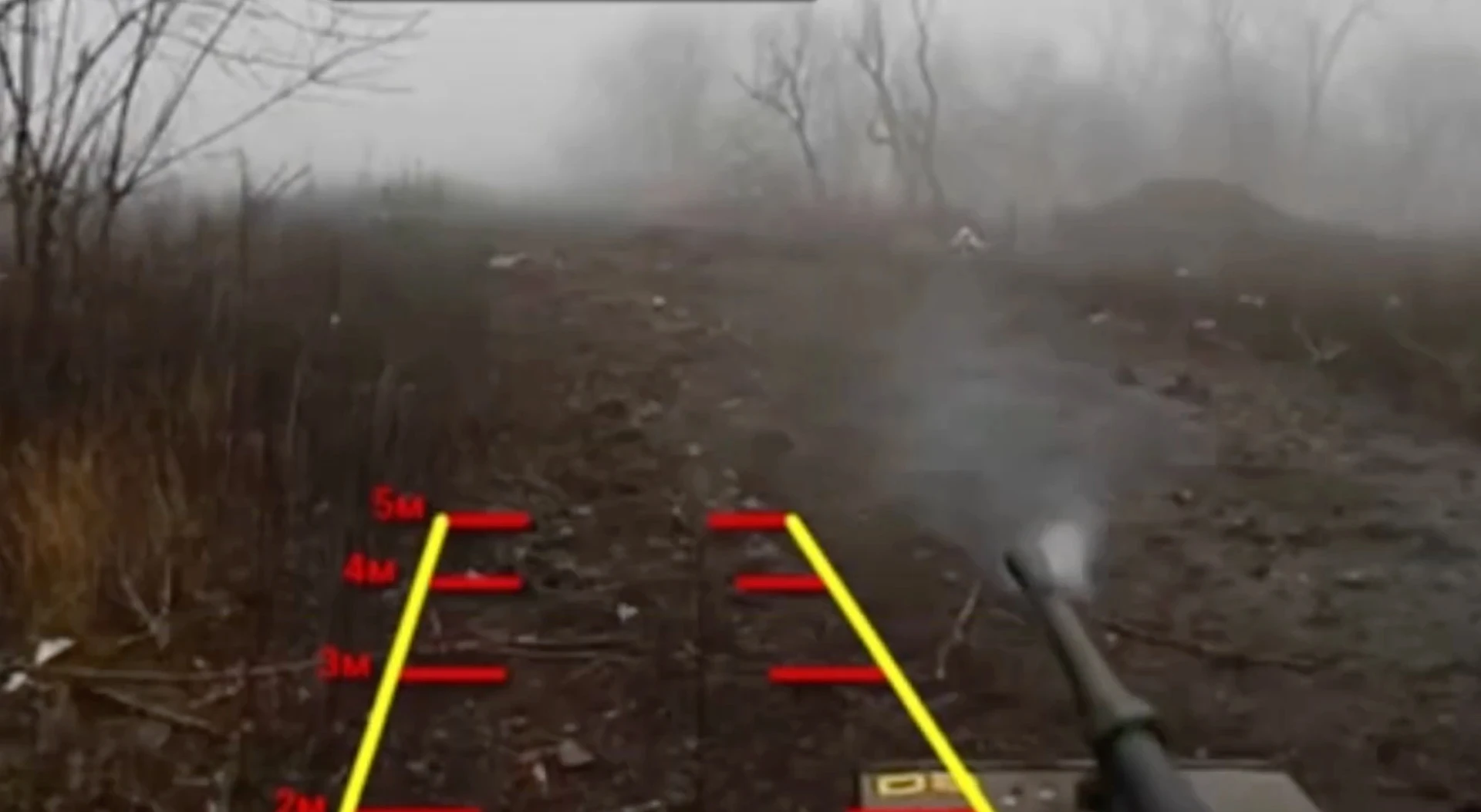 A DevDroid TW 12.7 using a machine gun to engage Russian infantrymen.