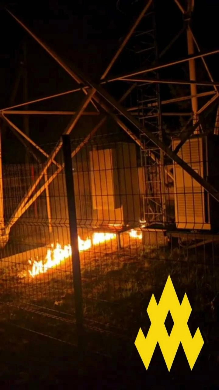 The damaged communication tower.