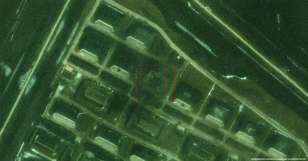 Satellite images taken after the strike (slightly enhanced using AI).