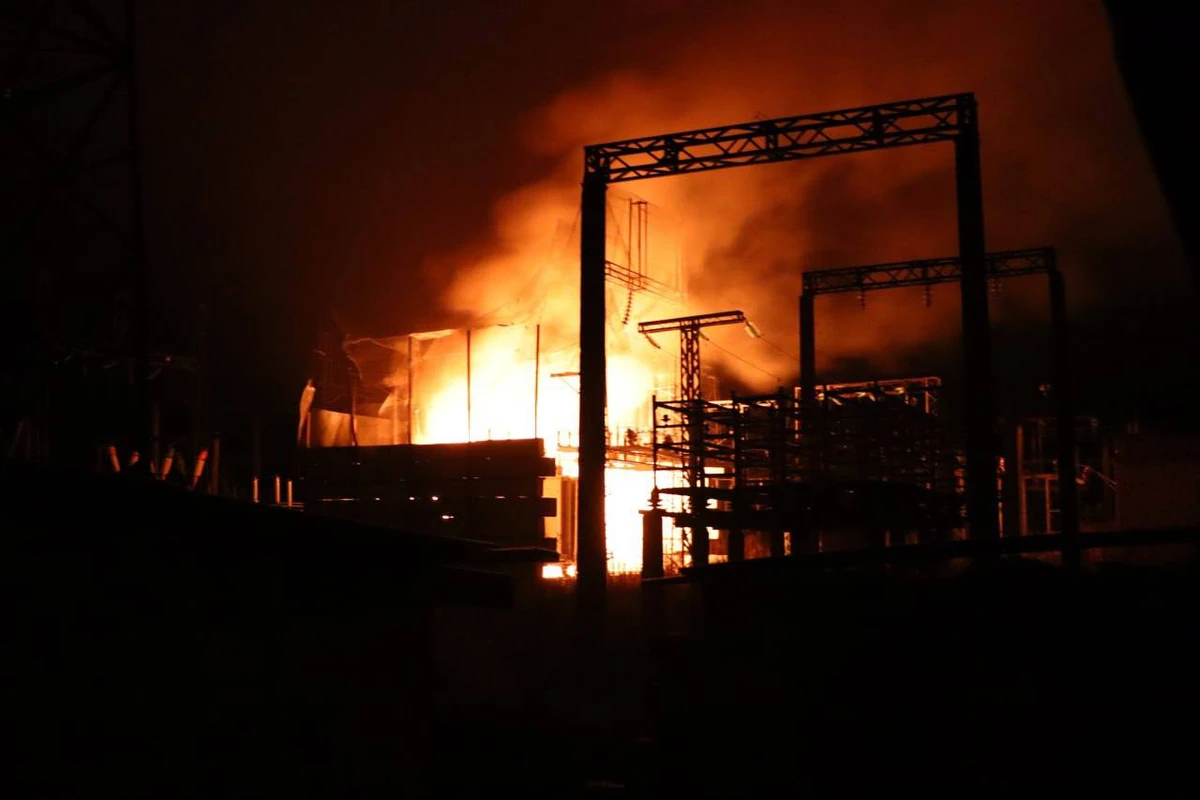 Fire at an electrical substation in Russia