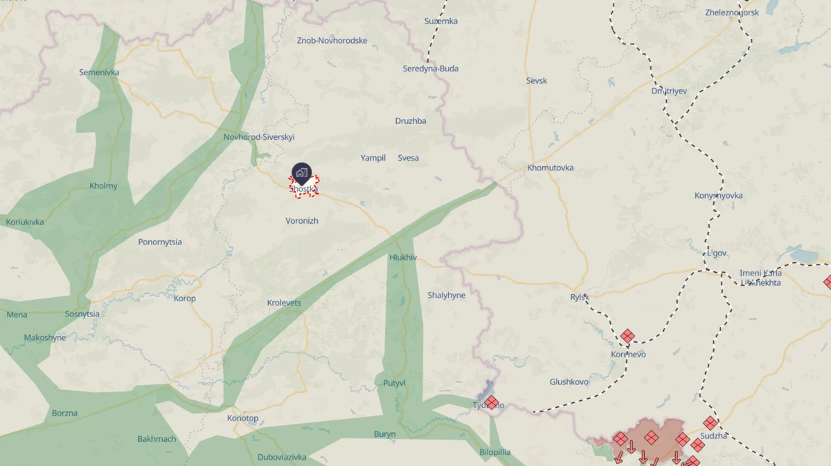 Shostka on the DeepStateMap.