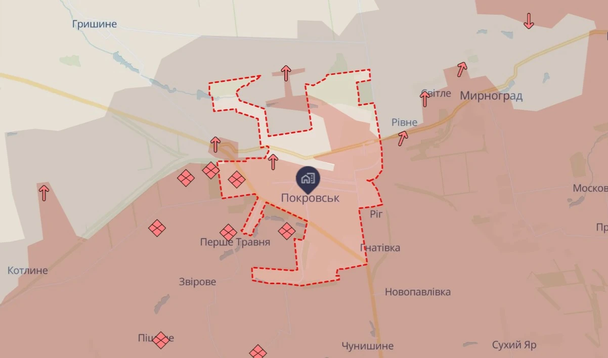 ситуація в Покровську станом на 10 січня, deepstatemap