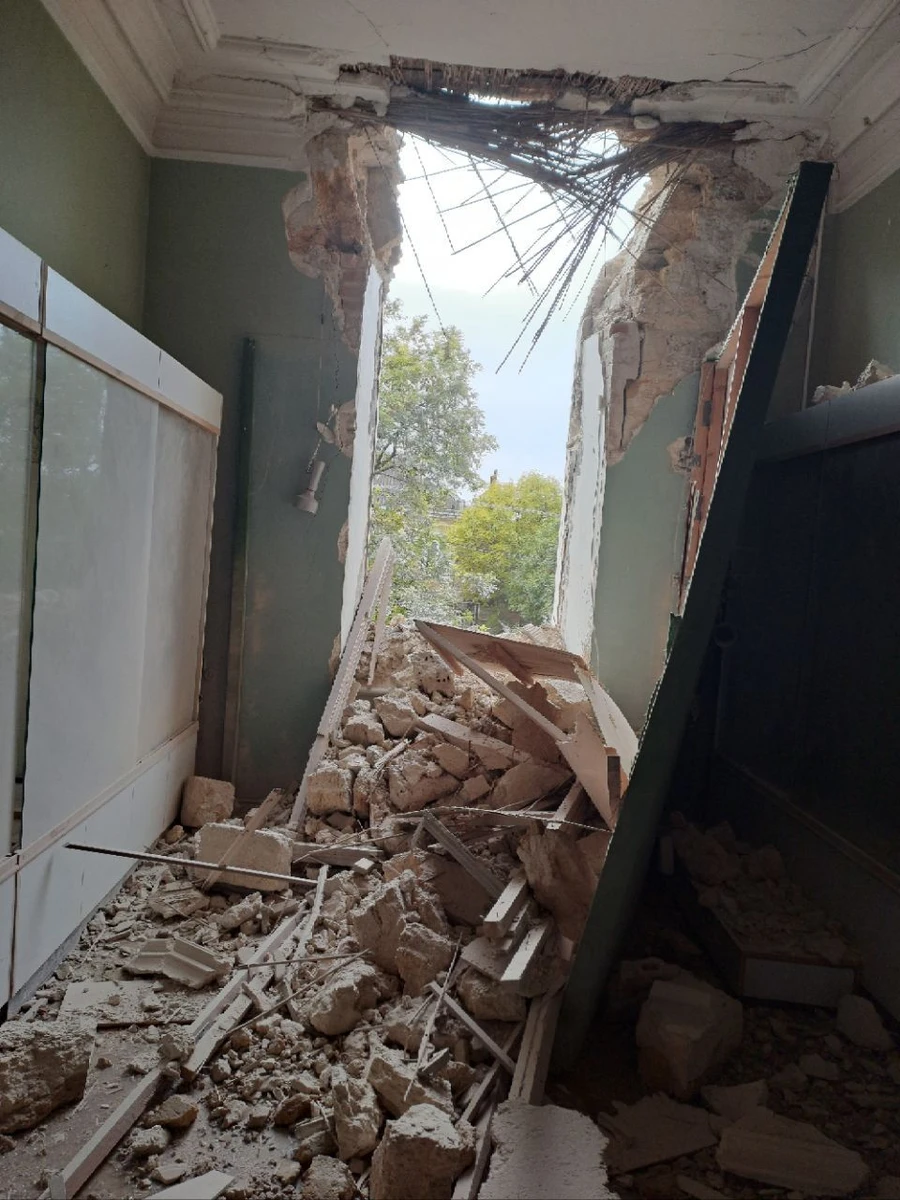 The aftermath of Russian attacks on the Kherson Local History Museum.